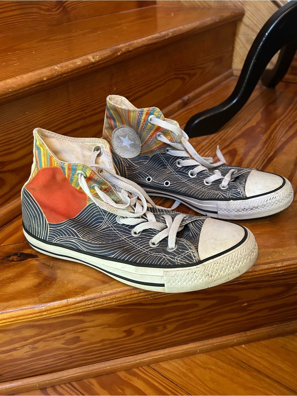 Mara Hoffman Sunrise Converse Women's High Top Sneakers in Black and Orange